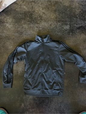 adidas Black Full-Zip Track Jacket with Three Stripes
